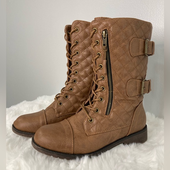 Shoes - Quilted Combat Boots